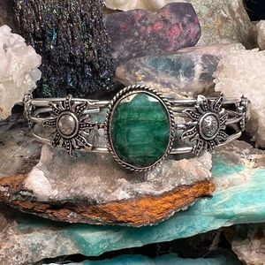Lab created emerald cuff bracelet